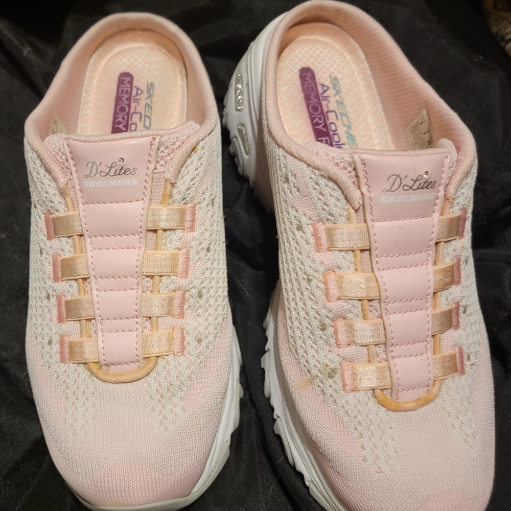 Skechers Pink Mesh Slip-On Sneakers with Chunky Sole